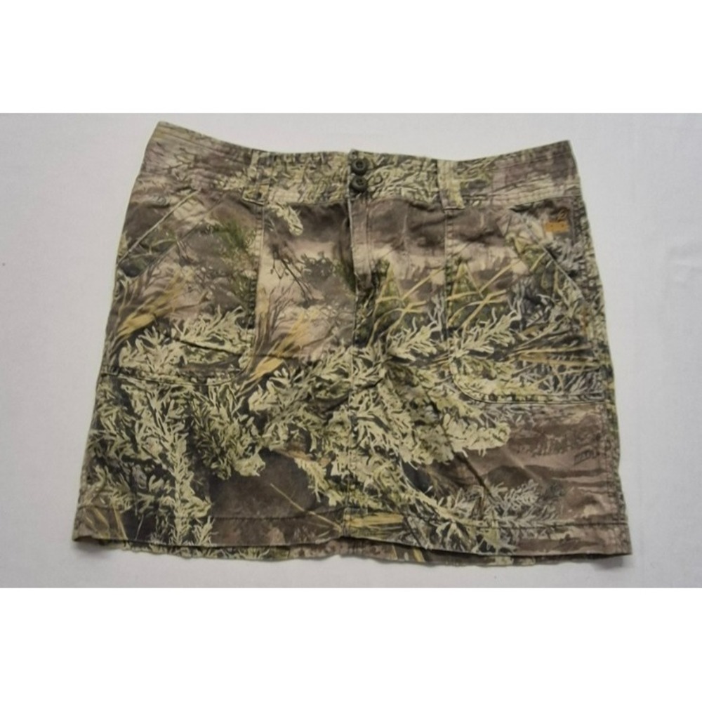 Realtree Girl Max-1 women's camo mini skirt button/zip pockets sz.16 100% Cotton